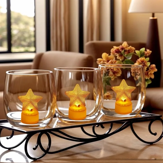 6PCS LED Star Tea Lights Candles Battery Operated for Party Home Decor